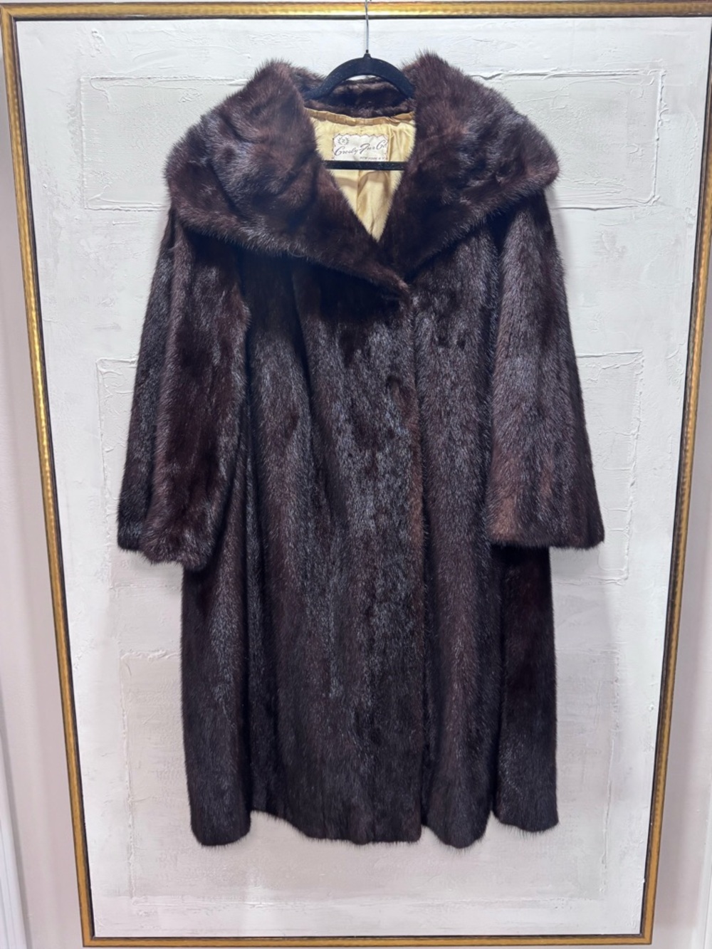 Vintage Crosby Furs NYC Full Length Dark Brown Mink Shawl Collar Old Money Glam